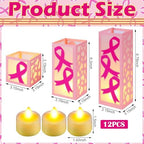 VIHOSE 12 Sets Breast Cancer Awareness Centerpieces for Table Paper Lantern - Image 3