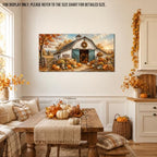 WAXWHELK Fall Farmhouse Canvas Wall Art, Rustic Farmhouse Barn Pumpkin Autumn Thanksgiving Painting Pictures Artwork for Bedroom Living Room Home Decor (30"x60") - Image 3