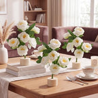 Soulchen 6 Pcs Faux Peony Flowers 12 Inch with Wood Base Tabletop Decor - Image 5