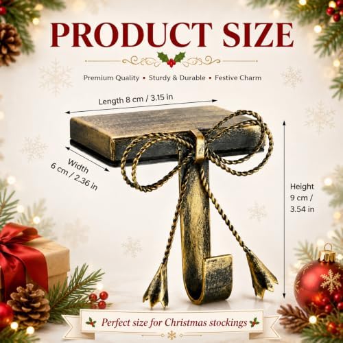 Flutesan 4 Pieces Christmas Bow Stocking Holders for Mantle Rustic Hanger - Image 2