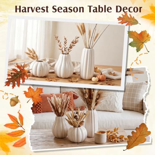 6 Pcs Rtterri Fall Pumpkin Vases, Autumn Ceramic Vases, White - Image 4