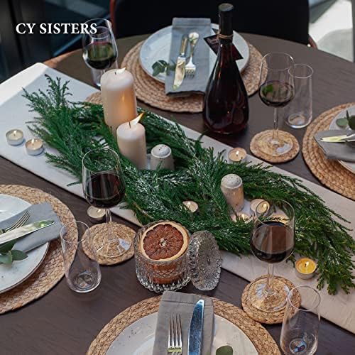 Round Woven Placemats Set of 6 with 6 Coasters Natural Water Hyacinth Place Mats, 13.5 Inch Rattan Placemats Wicker Farmhouse Boho Straw Heat Resistant Outdoor Placemats Patio Table Mats - Image 5