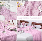 20 Pack Light Pink Cheesecloth Table Runner 17x108 Inch Boho Wrinkled Sheer Gauze Cheese Cloth Table Runner Bulk Decor for Wedding, Bridal Shower, Birthday Party - Image 3
