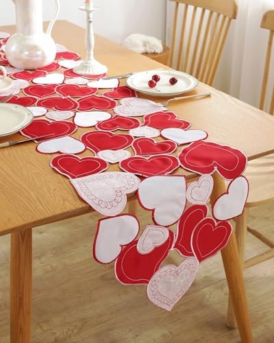 Valentines Day Decorations Table Runner Embroidered Red Pink Love Heart 86 Inches Long for Birthday, Wedding Anniversary, Marriage Proposals, Engagements, Romantic Events - Image 3