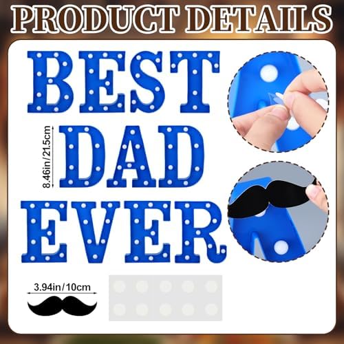 Ganeen Plastic Father's Day Decorations Gift LED Best Dad Ever Sign - Image 2