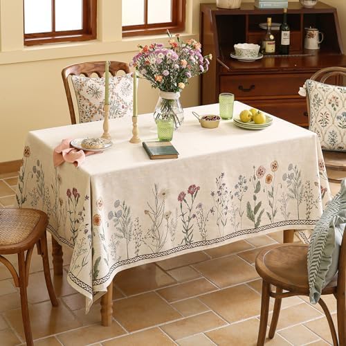 ISAENNE Designer Vintage Small Square Floral Tablecloth,55"x55" - Image 4