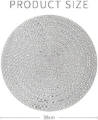 15" Round Rhinestone Placemat - Silver Glass X Pattern - Image 4
