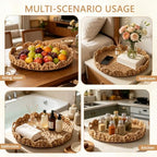 Foxtell Round Rattan Tray, 19.7" Hand Woven Basket, Large Round Ottoman Table Tray with Handles for Home and Kitchen Decorative, Breakfast, Tea, Snack, Fruit, Coffee, Storage - Image 5