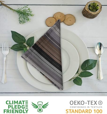 Urban Villa Cloth Napkins 100% Cotton Highly Absorbent Washable Durable Reusable Premium Dinner Napkins Ideal for Gifts for Mothers Day Hotel Farmhouse Parties - Grey Multi (20" x 20", Set of 12) - Image 3
