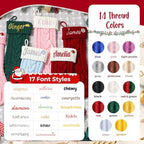 Personalized Christmas Stockings,Custom Embroidered Name & Monogram Knit Stockings for Kids,Family,Red/Green Cable Knit 18" Christmas Stocking for Fireplace Holiday Decor Gifts(8 Pack) - Image 3