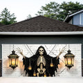 7x16FT Skull Lamp Halloween Garage Door Banner Skeleton Witch Happy Hallowen Garage Door Cover Decoration for Hallowen Decoration by FOREVERQUEEN