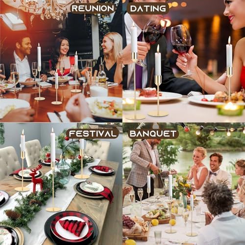 27 Pcs Gold Taper Candle Holders Bulk Vintage Tall Metal Candlestick Holders Set, Candle Stick Holder Decor with 3 Different Heights for Table Centerpiece Wedding Dinner Party Home Mantel Decor - Image 7