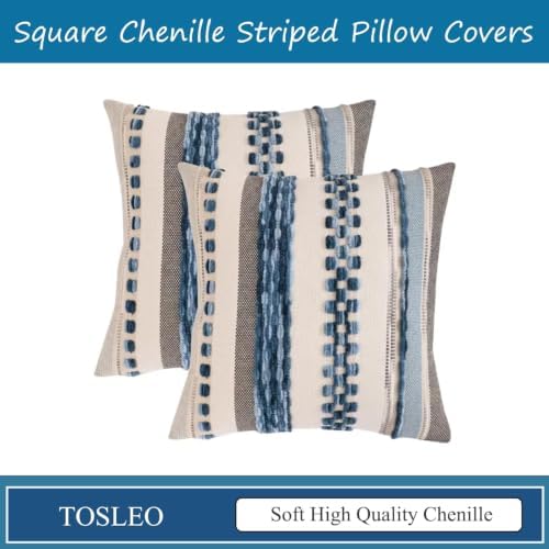 Boho Throw Pillow Covers 18x18 inch Set of 2 Sky Blue Coastal Decor - Image 6