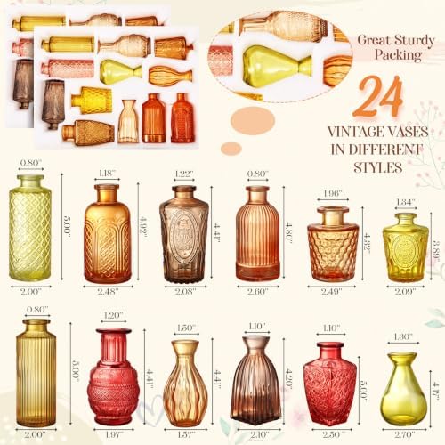 Dandat 24 Pieces Small Colorful Vase Bulk 12 Style Decorative Bud Vase - Image 2