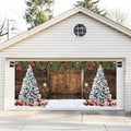 7x16ft Christmas Garage Door Decorations Christmas Barn Xmas Tree Christmas Ball Snowflake Garage Backdrop for Xmas Eve Holiday Outdoor Wall Decor Winter Holiday Background Sign for Garage Door by Leyiyi