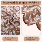 Ridhi Floral Block Print Round Placemats 15" in, Set of 4, Oak Brown - Image 5