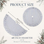 Sosation 48 Inch Vintage Christmas Tree Skirt Blue White Striped - Image 2