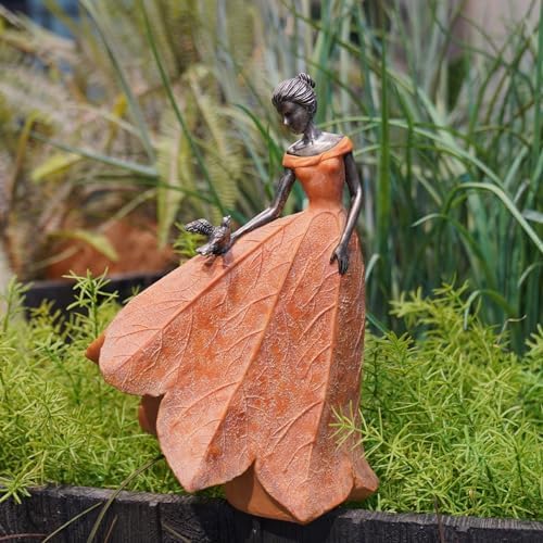 Guichifun Fairy Statue Orange Leaf Angel Girls Fall Decor - Image 6