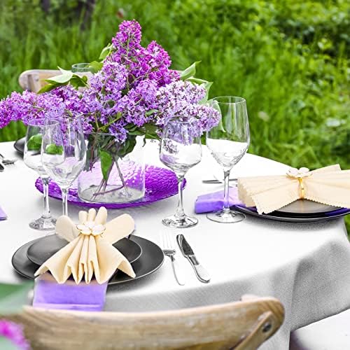 Patelai Set of 72 White Flower Napkin Rings Bulk Gold Napkin Ring Holders - Image 4