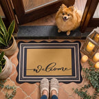Thenshop 2 Pcs Layered Welcome Mat Set, Coir Scalloped Doormat, Welcome by Thenshop