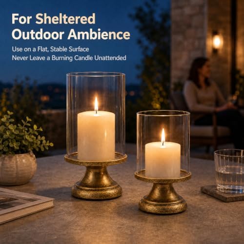 Apsways Hurricane Glass Candle Holders for Pillar Candles, Set of 2 - Image 6