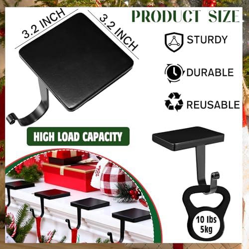 Tandefio 8 Pcs Christmas Stocking Holders for Mantle, Black - Image 2