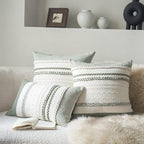 Cethom Boho Throw Pillow Covers 20x20 Inch Set of 2, Green Textured Decorative Couch Pillow Cases for Farmhouse Home Decor, Accent Cushion Cover for Sofa, Bed, Living Room, Bedroom - Image 2