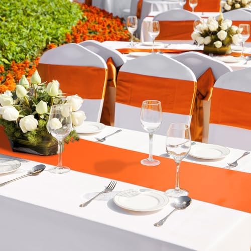 Bencailor 24 Pcs Orange Satin Table Runners Bulk, 12 x 108 Inch - Image 2