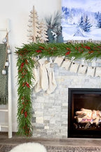 Hollyone 9FT Norfolk Pine Garland Real Touch Winter Pine Garland with Red Berry Christmas Garlands Artificial Greenery for Table Mantle Wall Indoor Outdoor Mantle Holiday Christmas Home Decor - Image 5