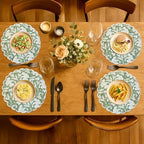 Ridhi Bo-ho Round Place Mat Double Layer Floral Cotton Washable Placemats 15" Round Embroidery Block Print Table Mat (Pack of 4-15 Inch Round, Sage Green) - Image 3