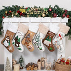 LUBOT 5 Pack Christmas Stockings Set of 5 Large Family Xmas Stocking Leather Embroidered 20" Modern Rustic Farmhouse Country Fireplace Hanging Holiday Decor - Image 6