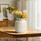 Ceramic Vase Set of 2 Ribbed Matte Rustic Farmhouse Decor - Image 5