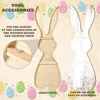 Yerliker 35.5 H Easter Bunny Porch Decor Sign Easter Outdoor Decor Wooden Bunny Standing Porch Sign Vertical Farmhouse Rabbit with Ribbon for Front Door Indoor Outdoor Yard Garden Decor - Image 5