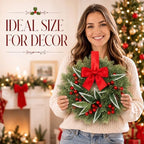 Dingion 4 Pcs 12 Inch Christmas Cabinet Wreaths for Kitchen with Red Bow - Image 6