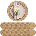 Aneco 48 Pack 12-Inch Round Woven Placemats Natural Hand-Woven Boho Rattan Wicker Bulrush Placemat Farmhouse Rustic Braided Table Mats for Dining & Kitchen Decor by Aneco
