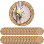 Aneco 48 Pack 12-Inch Round Woven Placemats Natural Hand-Woven Boho Rattan Wicker Bulrush Placemat Farmhouse Rustic Braided Table Mats for Dining & Kitchen Decor by Aneco