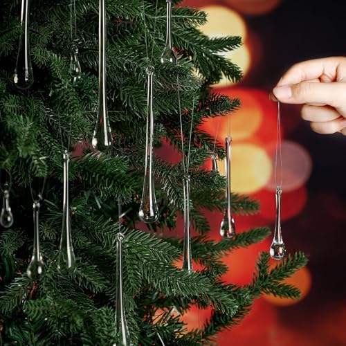 44 Pcs Clear Glass Teardrop Christmas Ornaments,4 Medium Size - Image 4