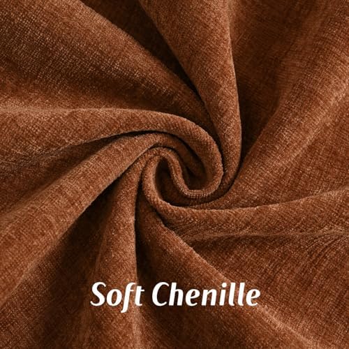 FUTEI Pack of 2 Chenille Throw Pillow Covers 26x26 Inch, Rust - Image 2