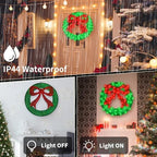 36 Inch Pre-lit Outdoor Christmas Wreath with Bow, Red Bow - Green Wreath - Image 7
