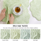 HOMBYS Quilted Placemats Set of 6 Washable Round Placemats for Kitchen Table-100% Cotton Fabric 14 Inch Round Table Mats, Cotton Fabric with Microfiber Filling, (14"x14", White & Green Flower) - Image 3