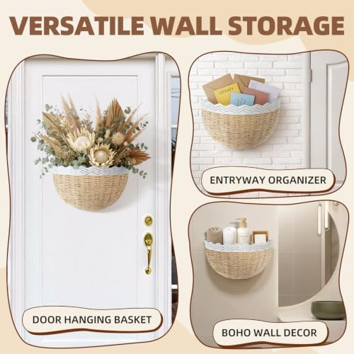 Scalloped Wall Baskets - 2 Pcs Boho Hanging Wall Basket Decor - Image 6