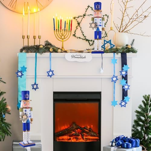 Blosssound 16" Hanukkah Nutcracker Decorations Wooden Figure, Star of David - Image 5