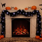 Fovths 12 Ft Pre‑Lit Black Halloween Garland, Artificial Cedar Vine Decor - Image 3