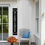 Welcome Sign Bienvenue Sign For Front Porch Standing Large Rustic Farmhouse Outdoor Tall Wood Framed Vertical Paw Print Welcome Signs Modern Outside Front Door Wall Decor - Image 5