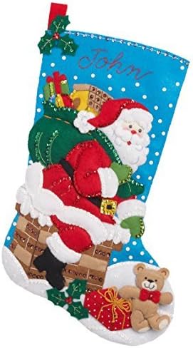 Bucilla Felt Applique 18" Stocking Making Kit, Down The Chimney, Perfect for DIY Arts and Crafts, 86656 - Image 6