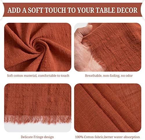 Pesonlook 24 Pcs Terracotta Cotton Linen Napkins with Fringe, 16x16 Inches - Image 4
