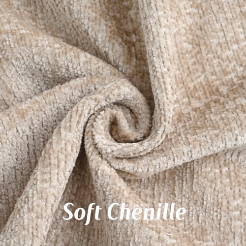 FUTEI Pack of 2 Chenille Soft Throw Pillow Covers 18x18 Inch, Oatmeal - Image 2