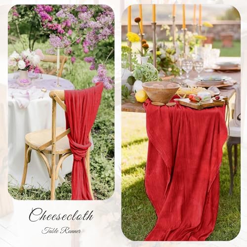 12 Pack Red Cheesecloth Table Runner 10FT Wedding Party Decor - Image 5