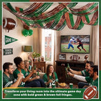 Breling 8 Pcs Green Brown Ceiling Fringe Curtains, Foil Drapes, 15 ft - Image 3
