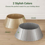 ELYKEN Christmas Tree Collar, 28 Inch Silver Woven Xmas Tree Skirt for 7.5 ft Trees, Stylish Rustic Basket for Tree Base Cover with Cord Cut-Out for Pencil Trees, Easy Assembly - Image 6